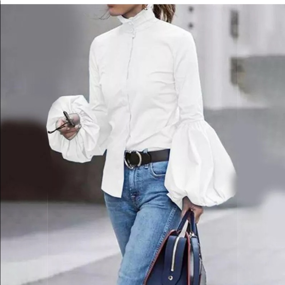 Fashion bubble sleeve casual top